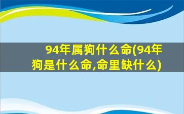 94年属狗什么命(94年狗是什