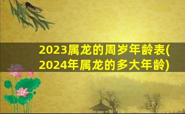 2023属龙的周岁年龄表(2024年属龙的多大年龄)