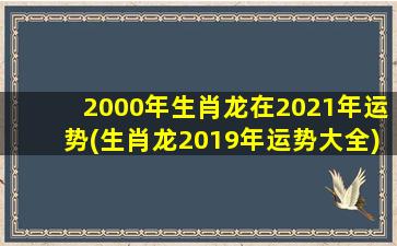 2000年生肖龙在2021年运势(生肖龙2019年运势大全)