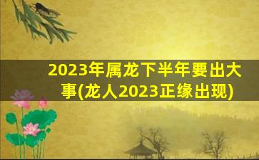 2023年属龙下半年要出大事