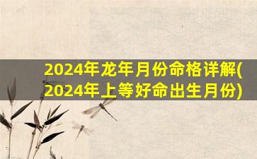 2024年龙年月份命格详解