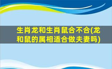 生肖龙和生肖鼠合不合(龙和鼠的属相适合做夫妻吗)