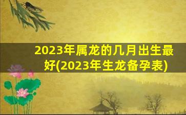 2023年属龙的几月出生最