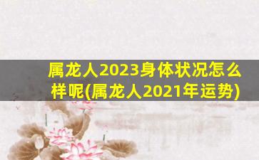 属龙人2023身体状况怎么样