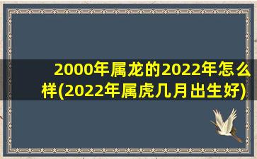 2000年属龙的2022年怎么样