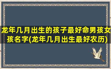 龙年几月出生的孩子最好