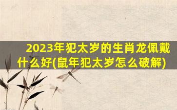 2023年犯太岁的生肖龙佩戴