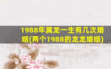 <strong>1988年属龙一生有几次婚</strong>