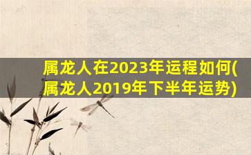 属龙人在2023年运程如何(属龙人2019年下半年运势)