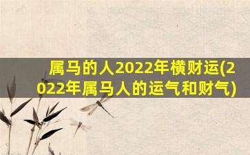 属马的人2022年横财运(