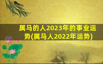 属马的人2023年的事业运