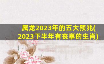 属龙2023年的五大预兆(20