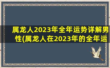 属龙人2023年全年运势详解