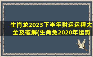 生肖龙2023下半年财运运程