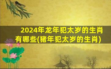 2024年龙年犯太岁的生肖