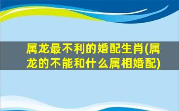 属龙最不利的婚配生肖(属龙的不能和什么属相婚配)