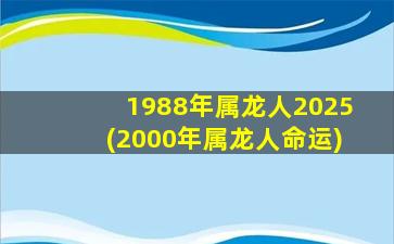 1988年属龙人2025(2000年属