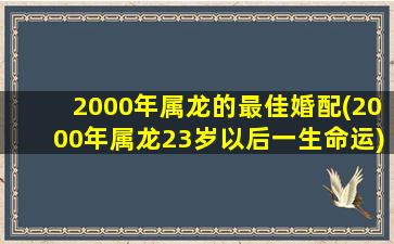 2000年属龙的最佳婚配(