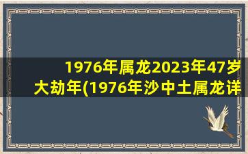 1976年属龙2023年47岁大劫年