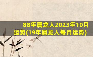 88年属龙人2023年10月运势(19年属龙人每月运势)