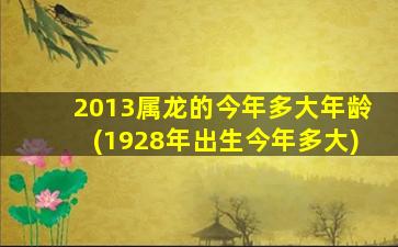 2013属龙的今年多大年龄