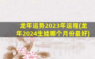 龙年运势2023年运程(龙年2024生娃哪个月份最好)