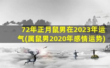 72年正月鼠男在2023年运气