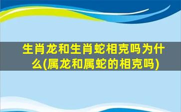 生肖龙和生肖蛇相克吗为