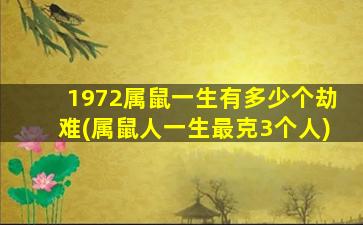 1972属鼠一生有多少个劫难(属鼠人一生最克3个人)