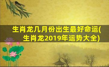 生肖龙几月份出生最好命运(生肖龙2019年运势大全)