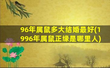 96年属鼠多大结婚最好(1996年属鼠正缘是哪里人)