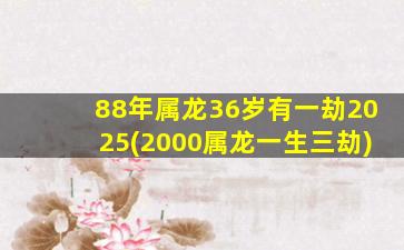 88年属龙36岁有一劫2025(2000属龙一生三劫)