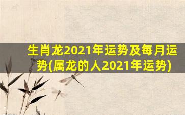 生肖龙2021年运势及每月运