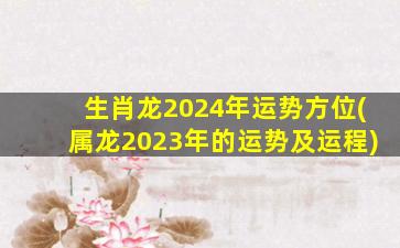 生肖龙2024年运势方位(属龙2023年的运势及运程)