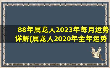 88年属龙人2023年每月运势