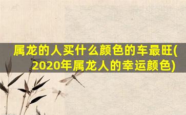 属龙的人买什么颜色的车最旺(2020年属龙人的幸运颜色)