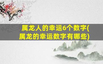 属龙人的幸运6个数字(属