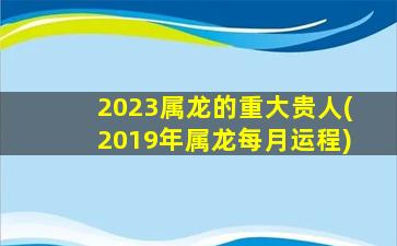 2023属龙的重大贵人(2019年属龙每月运程)