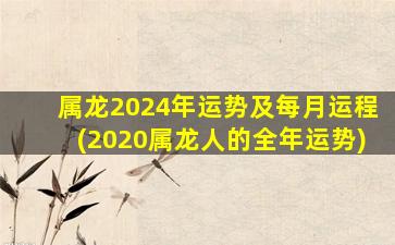 属龙2024年运势及每月运程(2020属龙人的全年运势)