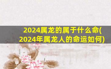 2024属龙的属于什么命(2024年属龙人的命运如何)