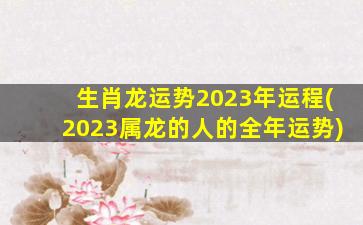 生肖龙运势2023年运程(2023属龙的人的全年运势)