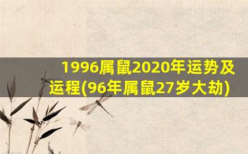 1996属鼠2020年运势及运程(96年属鼠27岁大劫)