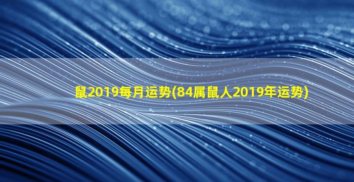 鼠2019每月运势(84属鼠人