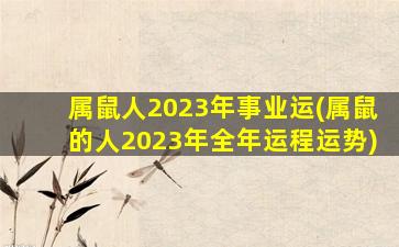 属鼠人2023年事业运(属鼠的人2023年全年运程运势)