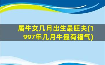 属牛女几月出生最旺夫(1997年几月牛最有福气)