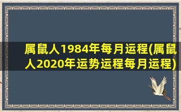 属鼠人1984年每月运程(属鼠人2020年运势运程每月运程)