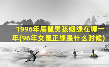 1996年属鼠男孩姻缘在哪一年(96年女鼠正缘是什么时候)