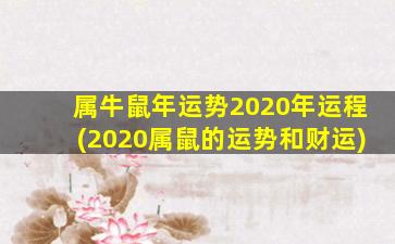 属牛鼠年运势2020年运程(2020属鼠的运势和财运)