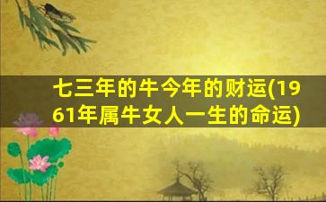 七三年的牛今年的财运(1961年属牛女人一生的命运)