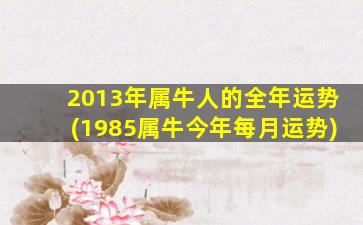 2013年属牛人的全年运势(1985属牛今年每月运势)